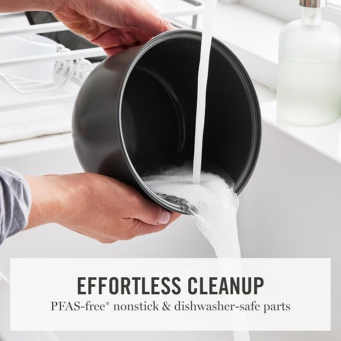 Martha Stewart 8 Cup Cooked (4 Cup Uncooked) Rice Cooker & Steamer, Navy | PFAS-Free Ceramic Nonstick Removable Pot, 9 Modes, Keep Warm, Steamer, White & Brown Rice, Quinoa, Grains, Oats, Easy Clean