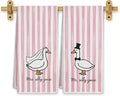 Mr and Mrs Goose Pink Striped Kitchen Towels 16x24 Inch, Wedding Gifts for Couples Newlyweds Dish Tea Towels for Kitchen Decor, Just Married Gifts Decorative Hand Towel for Bathroom, Set of 2