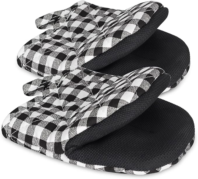 Goldmeet Mini Oven Mitts 2-Pack, 7"x5.5", 500°F Silicone Grip | Non-Slip, Heat Resistant, Machine Washable, Hanging Loop, Fits Small Hands, for Baking Grilling BBQ Cooking