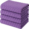 Homaxy 100% Cotton Terry Kitchen Towels(15" x 25", 4 Pack), Purple | Soft and Super Absorbent Dish Towels, 380 GSM Reusable Tea Towel with Hanging Loop, Pineapple Grid Designed