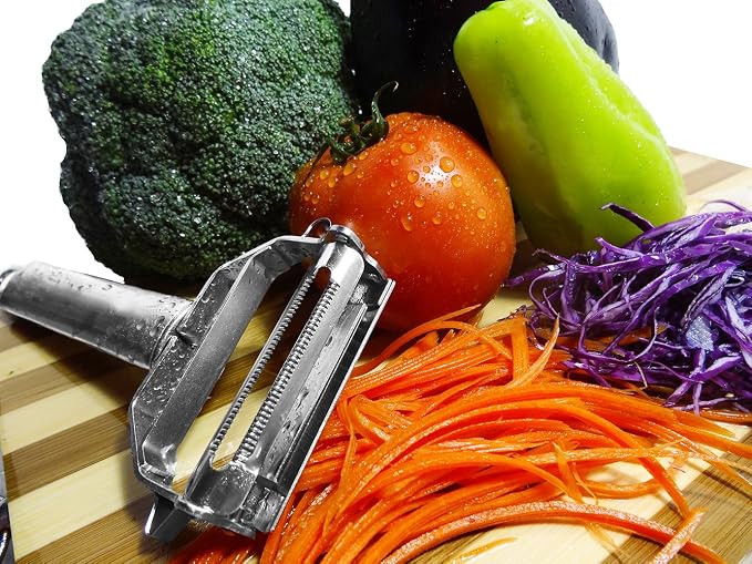 Vegetable Spaghetti Spiralizer Slicer Easy Spiral Zucchini Noodle Carrot,Perfect Kitchen Tools Carrot Grater With Cleaning Brush (Julienne peeler triangle handle)