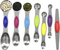 Multicolor Magnetic Measuring Spoons Set with Leveler | 7Pack, Stainless Steel, Stackable, Fits Spice Jars - For Baking Kitchen Gadgets Apartment Essentials Fits