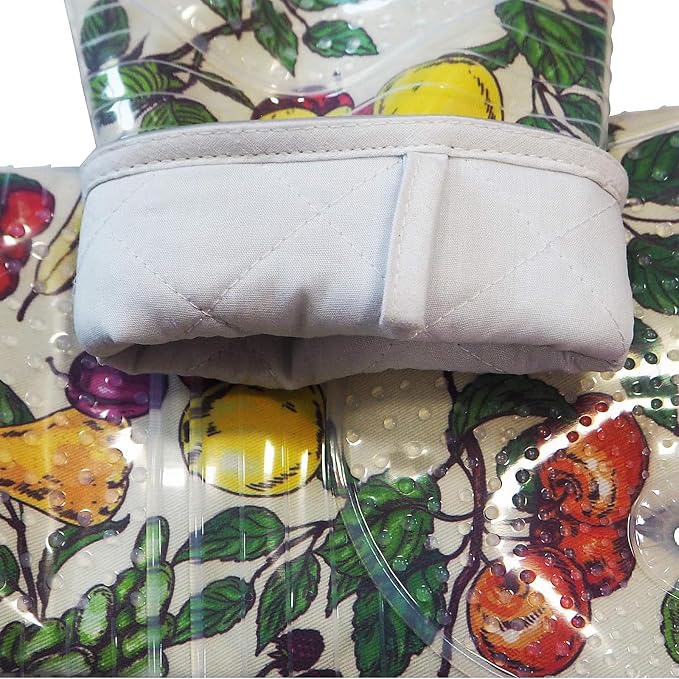 Oven Mitts with Transparent Clear Silicone Shell and Nice Friut Flower Printing