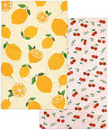 Eulnars Kitchen Towels, 18" x 30" Dish Towels, Microfiber Tea Towels for Kitchen Drying, Superior Absorbency, Lemon Cherry Series, 2-Pack