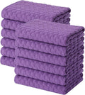 Homaxy 100% Cotton Terry Kitchen Towels(15" x 25", 12 Pack), Purple | Soft and Super Absorbent Dish Towels, 380 GSM Reusable Tea Towel with Hanging Loop, Pineapple Grid Designed