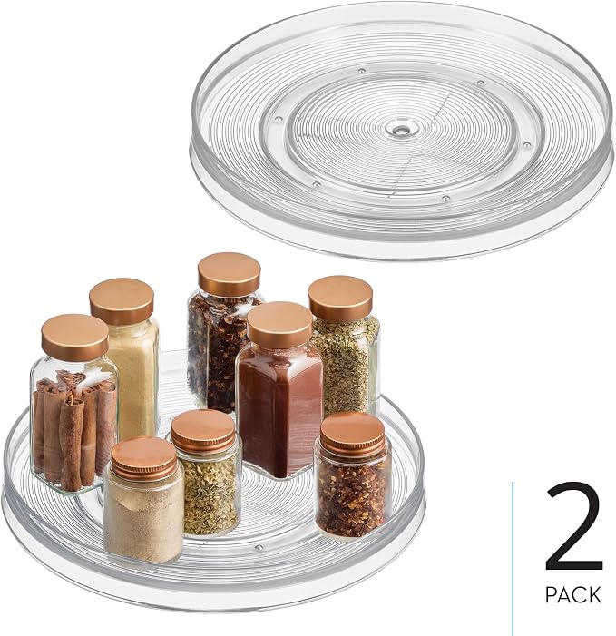 iDesign 11-Inch Round Lazy Susan Organizer, Set of 2, Clear | Kitchen or Pantry Storage