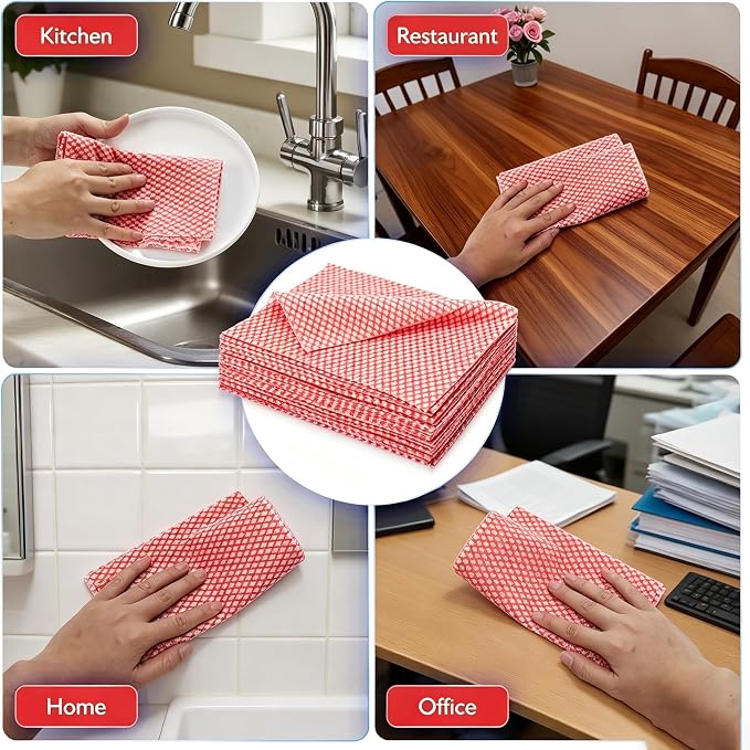 60Pack Disposable Dish Cloths for Kitchen,13.8x15.7 Cleaning Wipes | Disposable Cleaning Cloths, Daily Cleaning Towel for Bathroom, Office (Blue)