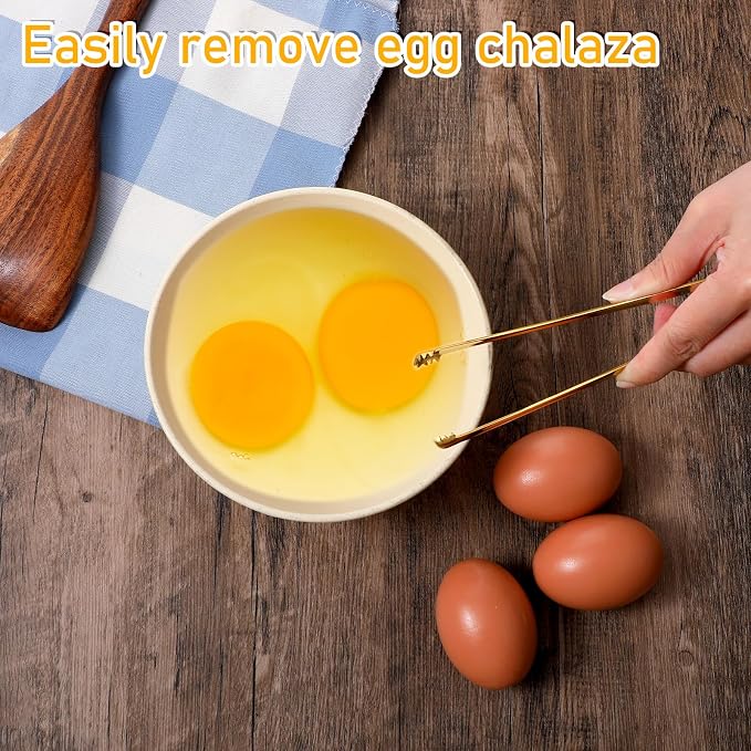 Yuanchu 2 Pcs Egg Chalaza Remover Tongs, Egg Chalaza Remover Tools | Toothed Design Eggshell Fragment Remover Tool, Stainless Steel Multipurpose Kitchen Utensil for Baking Cooking Pastry Chefs
