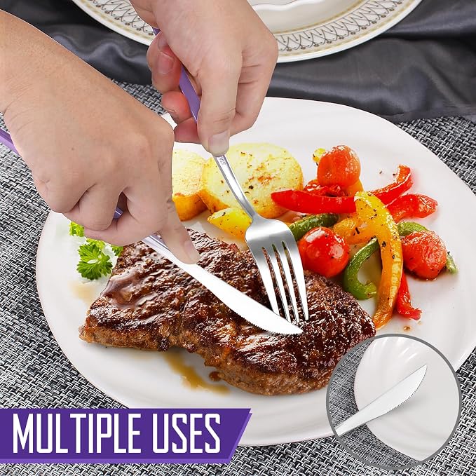 VANVRO Gradient Purple Silverware Set, 20-Piece Stainless Steel Flatware Cutlery Set, Kitchen Utensil Set Service for 4, Include Knife/Fork/Spoon, Mirror Polished, Dishwasher Safe
