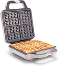 GreenPan Advanced Waffle Maker, 4-Square Belgian & Classic Waffle Maker, PFAS-Free Ceramic Nonstick, Dishwasher Safe Plate, Cool-Touch Handle, Overheat Protection, Easy Clean, Clay