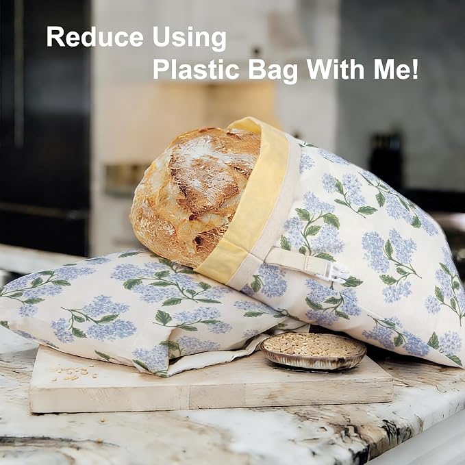 Reusable Beeswax Bread Bags for Homemade Bread & Sourdough, 2-Pack XL Airtight Food Storage Bags, Organic Cotton Linen Covers - Freezer-Friendly Freshness Preservation Keeps Fresh Longer