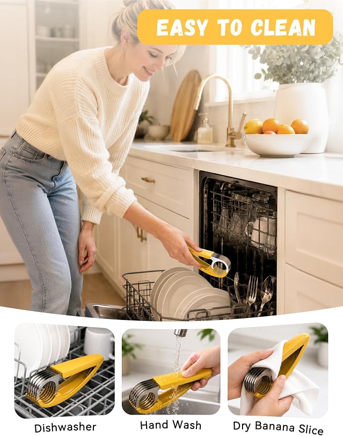 FireKylin Banana Slicer,ABS + Stainless Steel Fruit and Vegetable Salad Peeler Cutter Kitchen Tools For Banana,Strawberry,Grape（1 pcs）