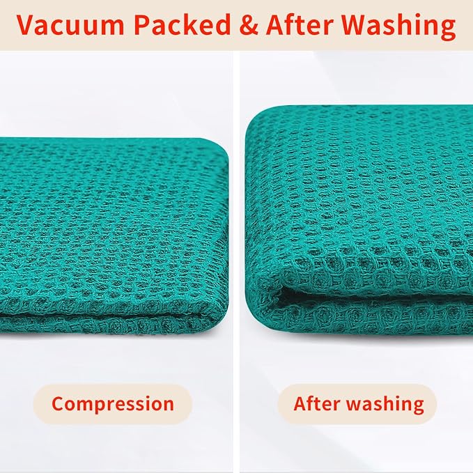 Homaxy 100% Cotton Waffle Weave Kitchen Dish Cloths 24-Pack, Teal | 12 x 12 Inches, Ultra Soft Absorbent Dish Towels, Quick Drying Dish Rags with Hanging Loop