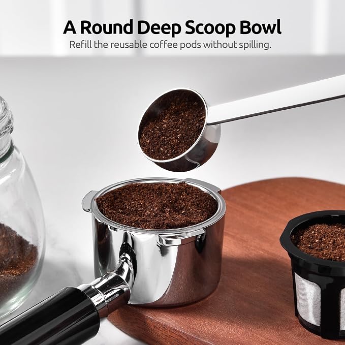 U-Taste Coffee Scoop 1 Tablespoon: 18/8 Stainless Steel Measuring Scooper for Ground Coffee, Bean, Powder, Espresso, 6.9in Long Handle Metal Meaure Spoon for Canister, Jar (1Tbsp/15ml, Silver) | 18/8 Stainless Steel Tablespoon Scoop, Long Metal Coffee ...
