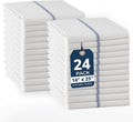 LANE LINEN Kitchen Towel Set - 24 Pack 100% Natural Cotton Absorbent Dish Towels for Kitchen, Reusable Wash Cloths, Machine Washable Hand Cloth, 14"x25", Soft & Durable - Blue Stripe
