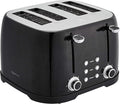 Amazon Basics 4 Slice Toaster with 4 Slots, 6 Browning Settings, Defrost, Removable Crumb Tray, Bagel Function, Cancel Button, 1600W, Black
