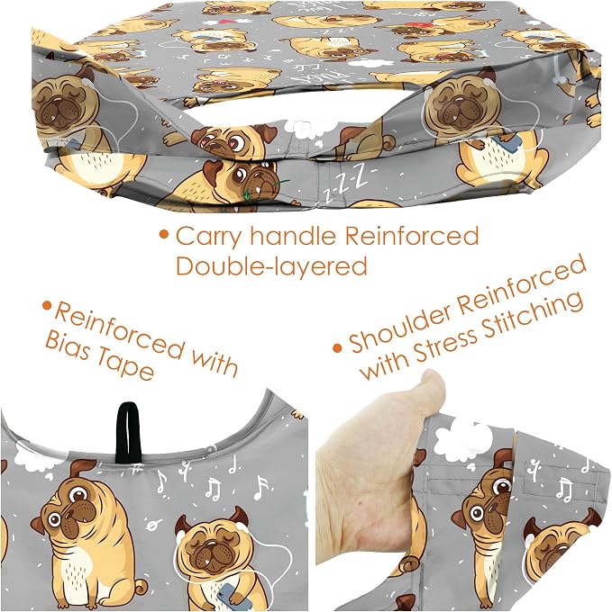 BeeGreen Dog Lover Gifts for Women Animals Reusable Grocery Bags Shopping Bags Bulk 6 Pack 50LBS X-Large Foldable-Machine Washable Shepherd Collie Bulldog Dog Paws Pet Bags