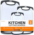 Cutting Boards for Kitchen - BPA-Free Chopping Board - Different Sizes & Non Slip Handles - Reversible, Large Cutting Board Set - Unique Gifts for Cooks Who Have Everything - 3-Pack Gray
