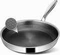 Frying Pans, 12-inch Hybrid Frying Pans Stainless Steel Skillets, Dishwasher & Oven-Safe, Stay-Cool Handle, PFOA Free Cookware, Compatible with All Cooktops