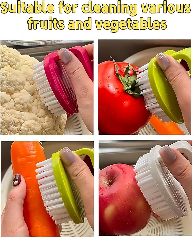 Vegetable Scrubber Brush -3 Pack Fruit and Vegetable Brushes Stiff Bristles | Vegetable Brush Scrubber for Food,Veggie Wash Brush,Vegetable Cleaner Brush for Fruits,Potatoes,Carrots & Firm Produce