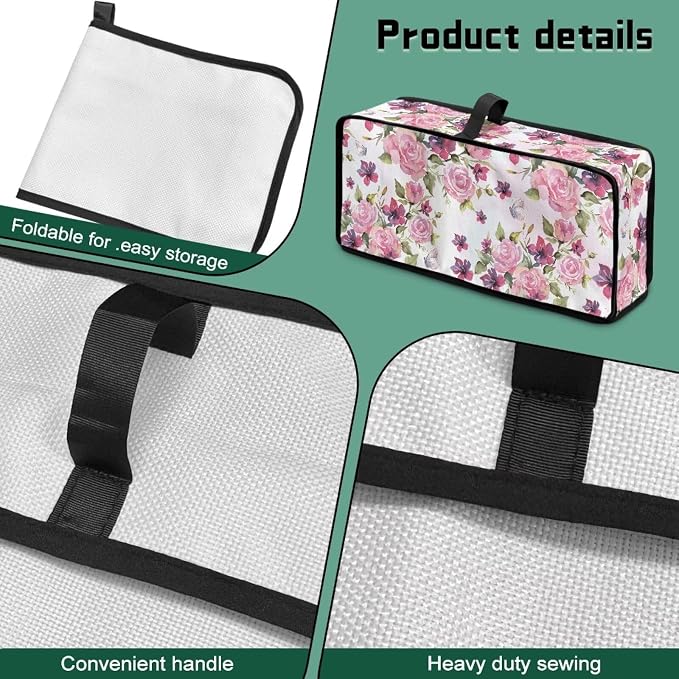 ZDCUSTOM Pink Rose Flower Long Slot Toaster Cover Fits for Most Standard 2 Slice Slim Toasters, Keep Kitchen Small Appliance Clean From Dust and Fingerprint