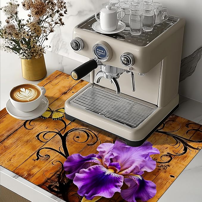 HOMETITUTE Spring Stove Top Cover 28x20 Purple Iris Butterfly Heat Resistant
