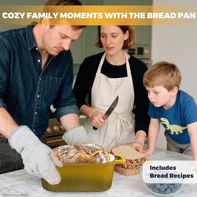 4.6 Quart Dutch Oven for Sourdough Bread Baking | Oval Bread Dutch Oven with Lid, Cast Iron Bread Pan for Crispy Crust, Steam Baking Design for Artisan Homemade Loaves, Olive