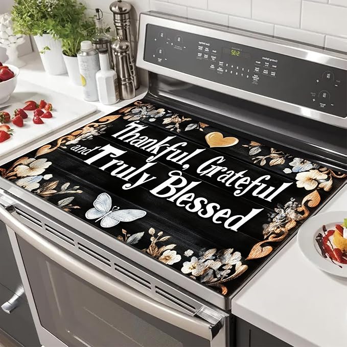 HOMETITUTE Rustic Butterfly Stove Top Cover 28x20 Heat Resistant Mat