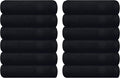 GLAMBURG Ultra Soft 12-Piece Washcloths Set 13x13-100% Ringspun Cotton - Durable & Highly Absorbent Face Towels - Ideal for use in Bathroom, Kitchen, Gym, Spa & General Cleaning - Black