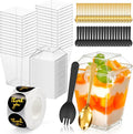 110 Pcs 5oz Clear Plastic Dessert Cups with Lids & Spoons – BPA-Free Appetizer & Parfait Cups for Pudding, Mousse, Jello, Yogurt Reusable & Disposable