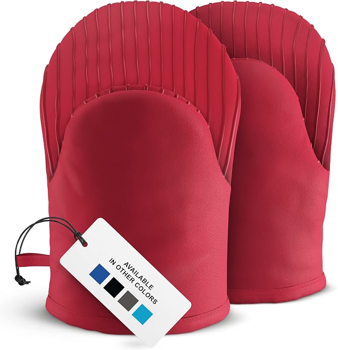 Silicone Mini Oven Mitts - Red Set of 2 - Heat Resistant to 536 F / 280 C Kitchen Gloves Professional Grade Pot Holders for Cooking Baking