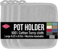 RITZ Terry Potholder & Hot Pad: Unparalleled Heat Resistant, Durable 100% Cotton – Ergonomically Designed for Optimal Grip – Easy-Care Machine Washable – 4-Pack, Titanium Grey