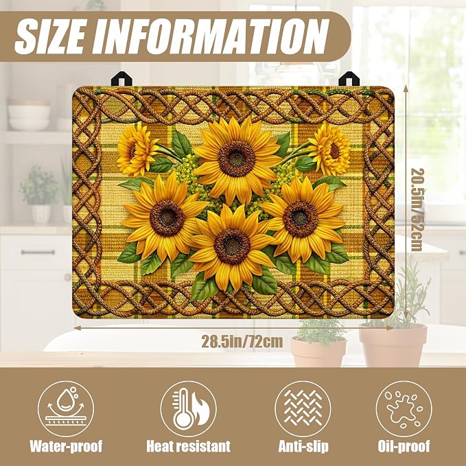 Sunflower Stove Top Covers for Electric Stove, Electric Gas Stove Pad Heat Resistant Range Cooktop Protector for Home Decor Kitchen 28"x20"