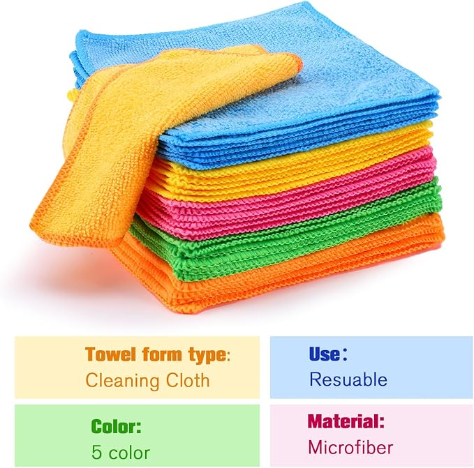 30 Pcs Dry Erase Cloth,6 X 6 Inch,Green/Blue/Yellow/Pink/Orange | Cleaning Rags Reasonable Whiteboard Cloth Kitchen Towels Microfiber Towels Cars Wash