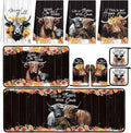 Fourluoo 10 Pcs Highland Cow Flowers Kitchen Decor Set Kitchen Towels and Rugs Oven Mitts and Pot Holders Farmhouse Rustic Decor Set for Cooking Baking Grilling Women Mom Gift