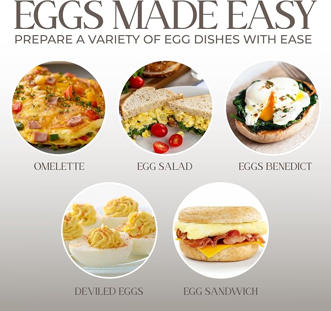 COOK WITH COLOR 350W Electric Double Layer Egg Cooker - Egg Boiler for Hard Boiled, Soft Boiled, and Omelettes, 6.1x6.1x8.7, Greige