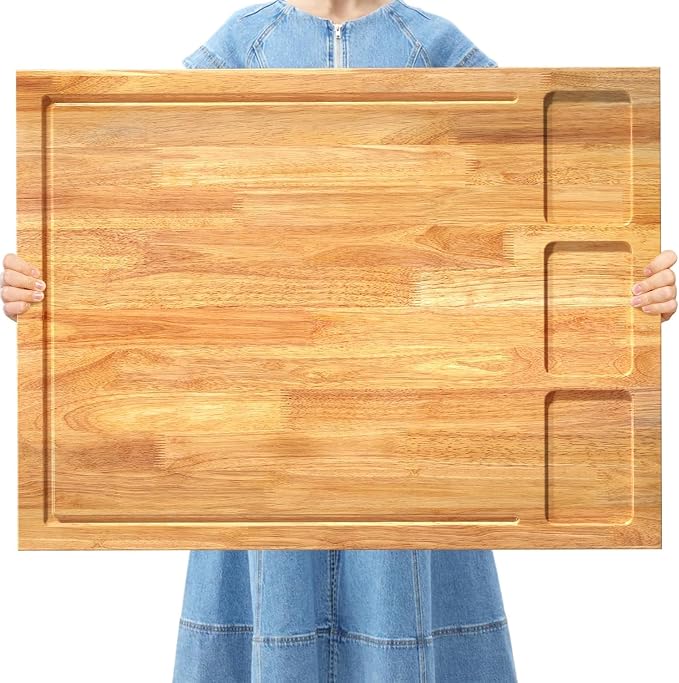 Extra Large Solid Wooden Cutting Board and Stovetop Cover, 3 in 1 Stove Top Cover Chopping Board with Detachable Legs and Juice Groove, Sink Cover Board