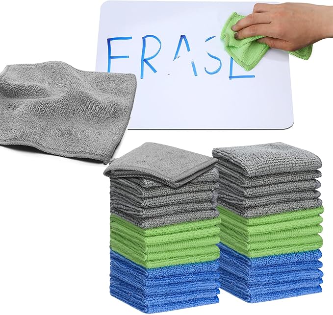 30 Pcs Dry Erase Cloth,6 X 6 Inch,Gray/Green/Blue | Cleaning Rags Reasonable Whiteboard Cloth Kitchen Towels Microfiber Towels Cars Wash