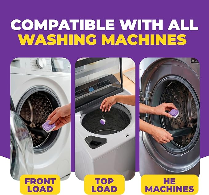 ECO LIVING SOLUTIONS Washing Machine Cleaner Tablets for Pet Owners, Front&Top Load Washer Deep Cleaning, HE & Septic Tank Safe, Remove Pet Hair, Eliminates Smells, Prevents Dander Build-up (6)
