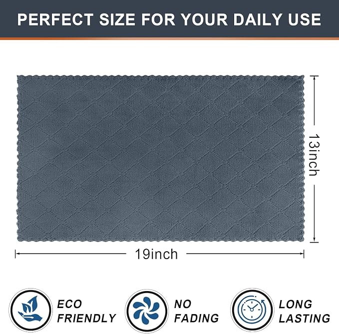 Homaxy 12 Pack Super Soft Absorbent Dish Towels, 13" x 19", Dark Grey | Coral Velvet, Nonstick Oil Fast Drying Microfiber Cleaning Cloth, No Lint Dishcloths for washing and drying