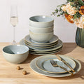 Ceramic Dinnerware Set for 4, 12-Piece Plates and Bowls Set | Lightweight Porcelain Dish Set, Scratch Resistant, Oven & Microwave & Dishwasher Safe, Desert Sage