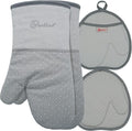 Yutat Oven Mitts - Oven Mitts and Pot Holders Sets Made of Non-Slip Silicone & BPA-Free Silicone, High Heat Resistant 500 Degrees, Perfect for Kitchen Cooking Baking BBQ, 4Pcs Set, Light Grey