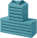 Homaxy 10 Pack 100% Cotton Kitchen Towels and Dishcloths Set, Lake Blue | 12 x 12 Inches and 13 x 28 Inches Kitchen Towels Set, Ultra Soft Absorbent Dish Cloths for Washing Dishes