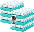 Homaxy Large Premium Cotton Kitchen Towels 16"x 28", 12 Pack, Aqua | Natural Ring Spun 390 GSM Dish Towels, Super Absorbent Terry Kitchen Hand Towels, Soft Tea Towels with Hanging Loop