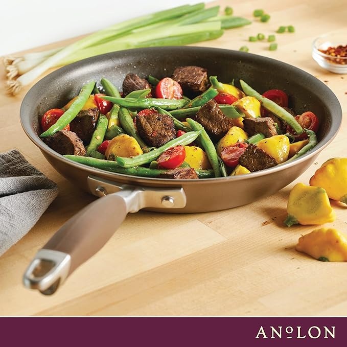 Anolon Advanced Home Hard-Anodized Nonstick Skillets (10.25-Inch, Bronze) | Premium Non Stick Frying Pan, Oven Safe to 400°F, Durable Everyday Cooking, in Bronze