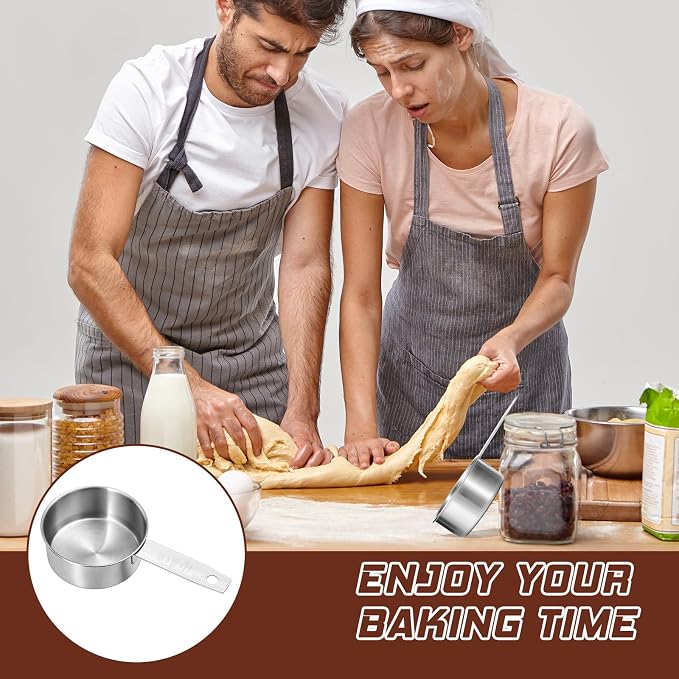 1/2 Cup Stainless Steel Measuring Cup, 2 Pcs (125 ml, 125 cc, 4 oz) Dog Food Scoop 1/2 Cup Scoop Half Metal Measuring Scoops for Feeding Pet, Wet and Dry Ingredients, Kitchen Cooking, Dishwasher Safe