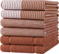 Homaxy 6 Pack Cotton Terry Premium Kitchen Towels, 18 x 28 in, Rust | Large 380 GSM Dish Towels, Highly Absorben Flat & Terry Kitchen Hand Towels, Soft Utility Tea Towel Set with Hanging Loop