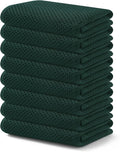 Kitinjoy Cotton Waffle 8-Pack Kitchen Towels, 13" x 28", Blackish Green | Super Soft, Ultra-Absorbent, Fast Drying, lightweight, Quick Drying Kitchen Hand Towels