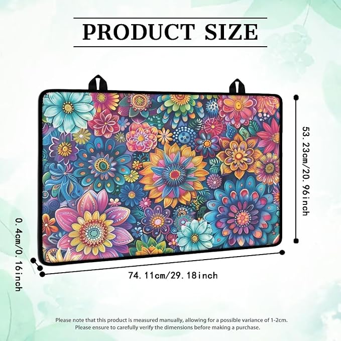 Boho Mandala Lotus Hippie Flower Print Electric Stove Top Cover Thick Induction Cooktop Protector with Lanyards Anti-Slip Coffee Machine Mat for Glass Top Stove, 29.18 x 20.96 inch