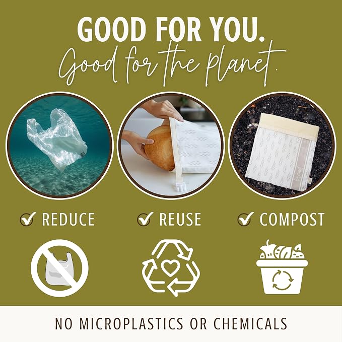 Nectar & Nest Reusable Beeswax Bread Bags for Homemade Bread & Sourdough | Organic Cotton, Beeswax-Lined XL 13x17 Waxed Bags Keep Sourdough Loaves Fresh Longer; Reusable, Zero Waste, Compostable